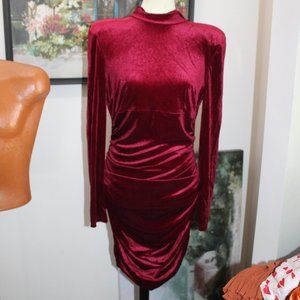 Burgundy Velvet Dress / Lola J Designs - Size Medium
